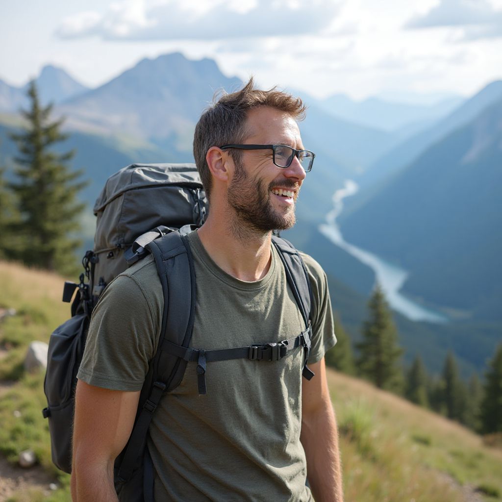 Robert Kim enjoying scenic overlook during hiking tour